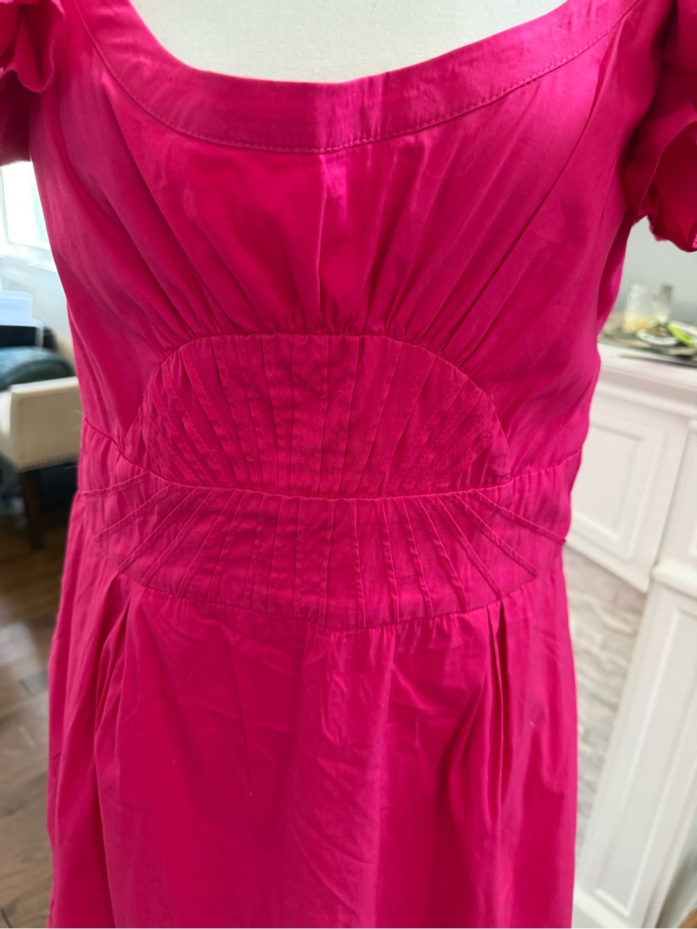 Bright Fuchsia Ruffle Sleeve Dress size Large - Picture 2 of 9
